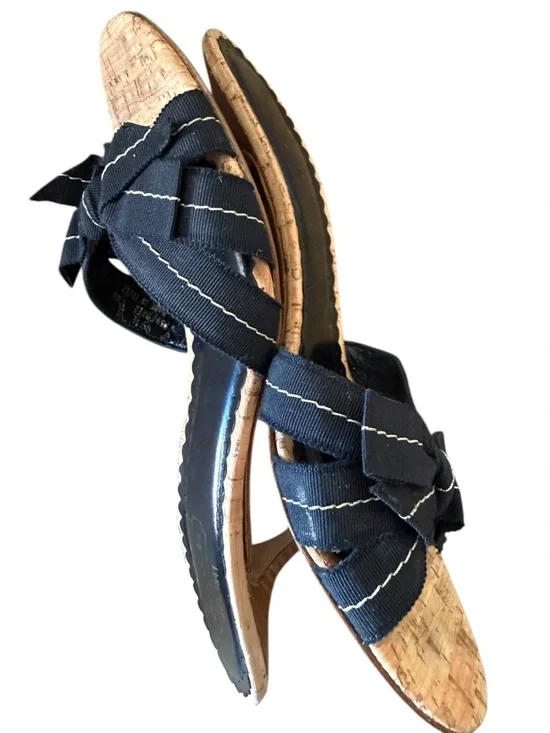 Coach Bree Black Ribbon Kitten Heel Sandals 9.5 Vintage Minimalist Made in Italy - Picture 5 of 9